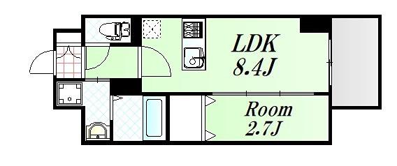 MODERN PALAZZO江坂AXIA(1LDK/2階)の間取り写真