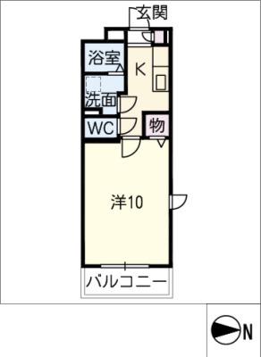 グレイティアいなべ(1K/3階)の間取り写真