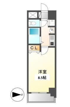 プレサンス名古屋駅前グランヴィル(1K/4階)の間取り写真