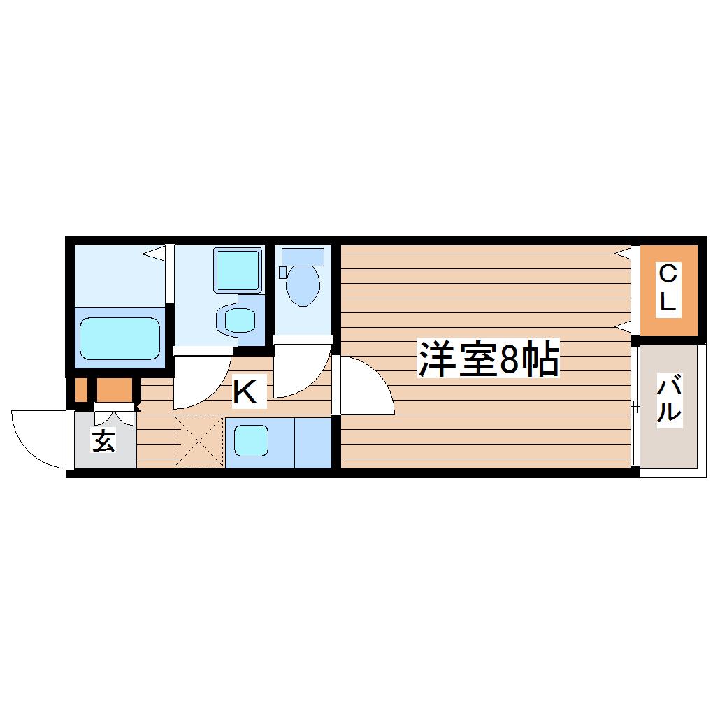 ルピナス旭ヶ丘(1K/1階)の間取り写真