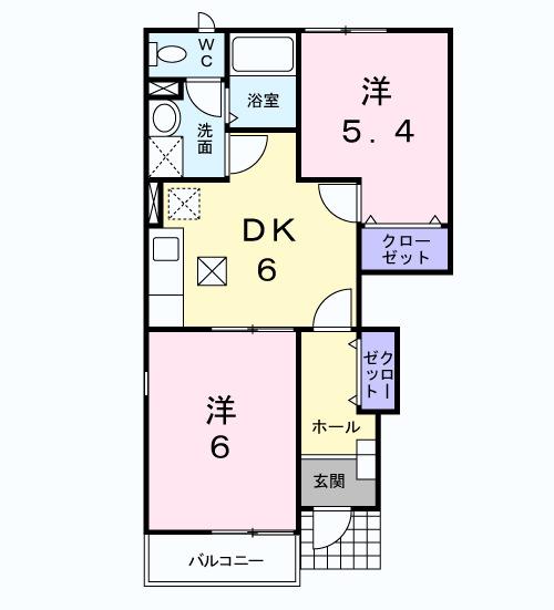 白蔵IIIB(2DK/1階)の間取り写真