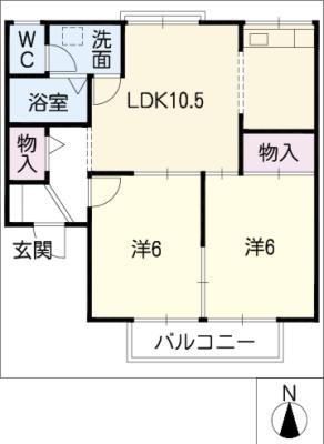 サンヴィレッヂ(2LDK/1階)の間取り写真