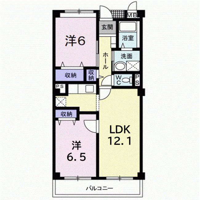 アビタシオンII(2LDK/3階)の間取り写真