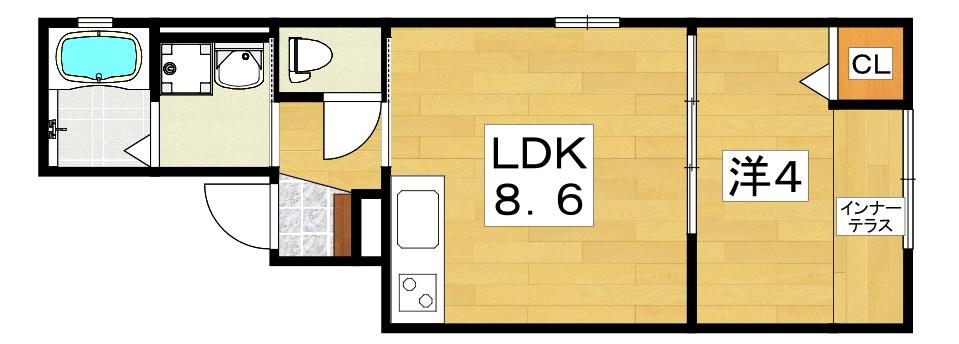 アムールシトラス(1LDK/1階)の間取り写真
