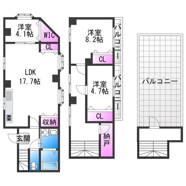 TAKAKA BUILDING(3LDK/3階)の間取り写真
