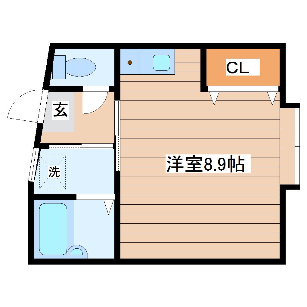 八木山松波ビル(ワンルーム/2階)の間取り写真
