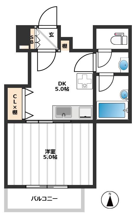 サンクレストSAITO(1DK/4階)の間取り写真