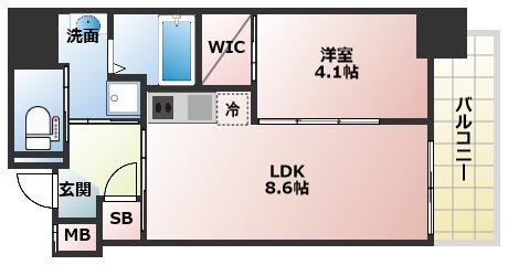 アドバンス上町台シュタット(1LDK/5階)の間取り写真