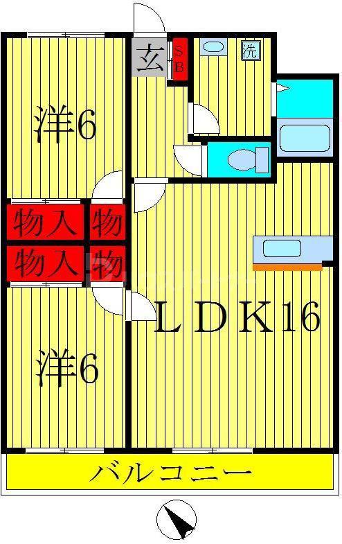 セナリオコート増尾イーストB(2LDK/1階)の間取り写真