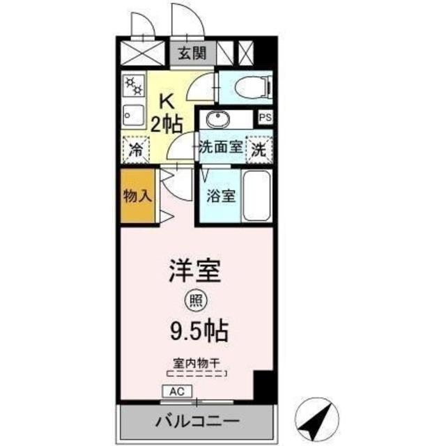 オリゾン立川(1K/3階)の間取り写真