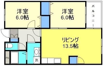 パレスM1(2LDK/1階)の間取り写真