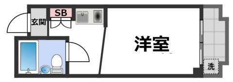 ロイヤル大今里(ワンルーム/2階)の間取り写真