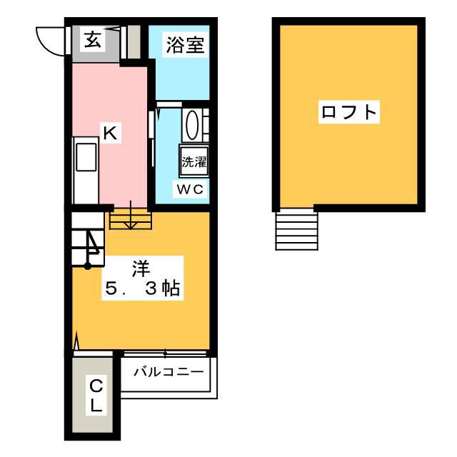 プレシャスソルーナ箱崎(1K/2階)の間取り写真