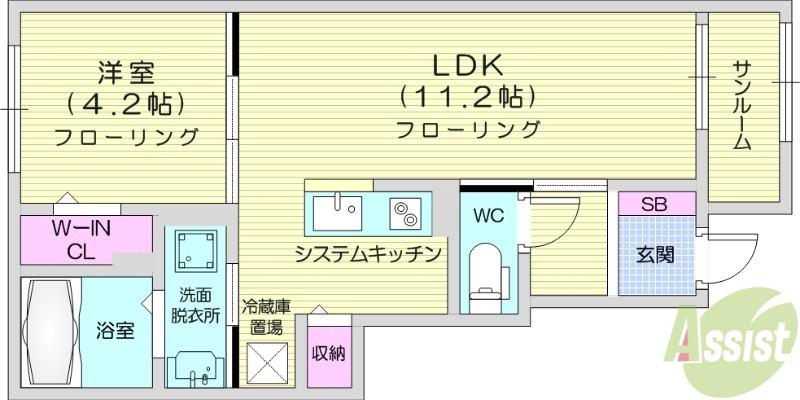 マクリ―ムーア(1LDK/1階)の間取り写真