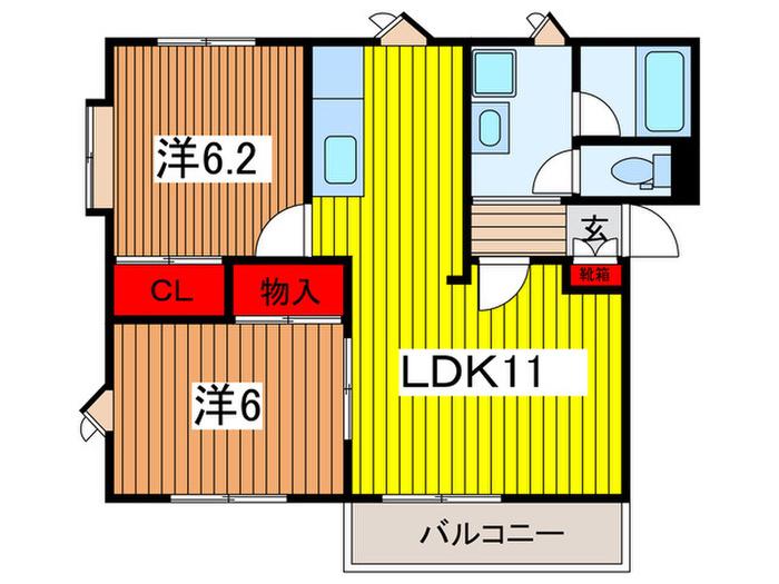 リラハイツ(2LDK/2階)の間取り写真