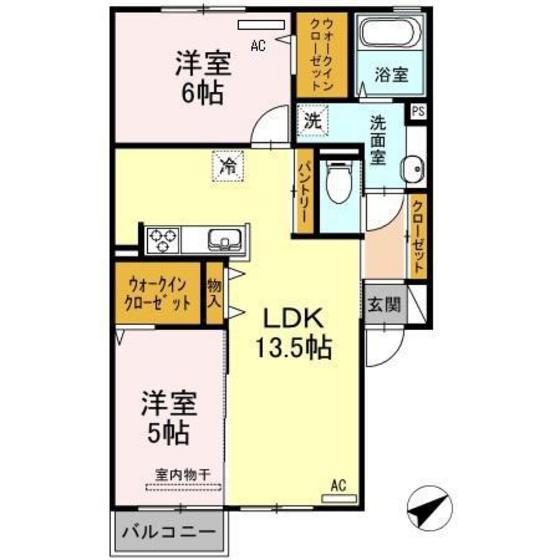 クレスト長束西(2LDK/2階)の間取り写真
