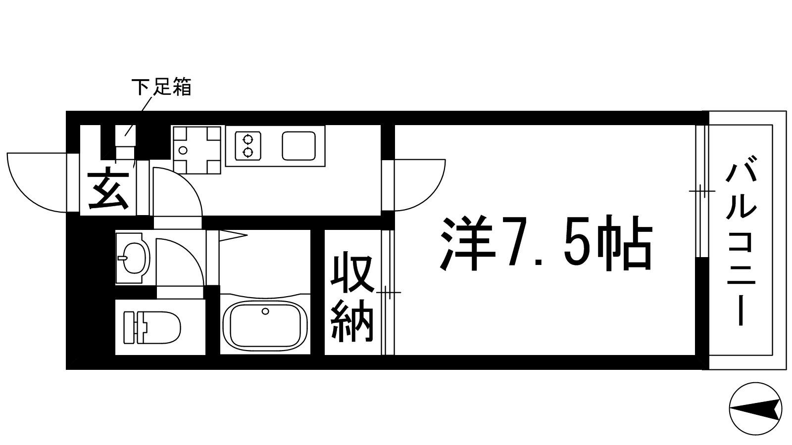 クレイノ浪華6(1K/3階)の間取り写真