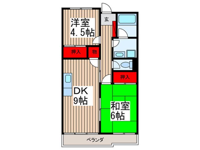 清水ハイツA(2DK/1階)の間取り写真