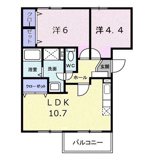 リヴィエール宮本I(2LDK/1階)の間取り写真