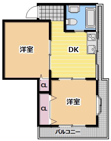 プレアール千林(2DK/4階)の間取り写真
