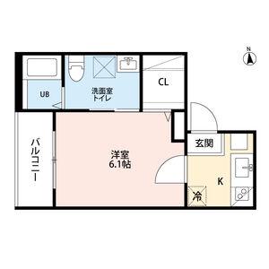 アークソレイユ山王(1K/2階)の間取り写真