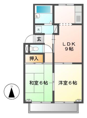 メゾン池田D(2DK/1階)の間取り写真