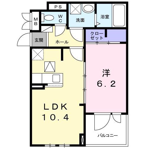 サイネリア(1LDK/1階)の間取り写真