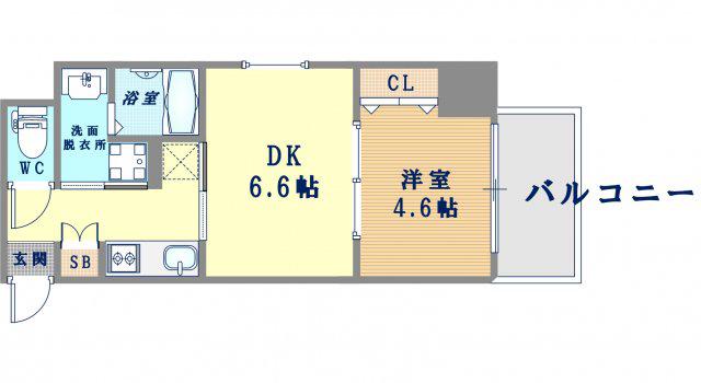 エスリード靭公園(1DK/11階)の間取り写真