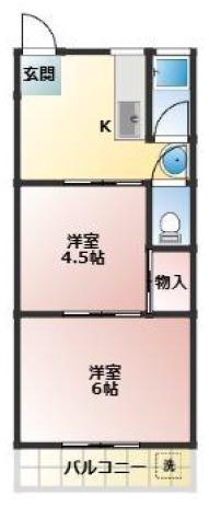 第3岩見マンション(2DK/4階)の間取り写真