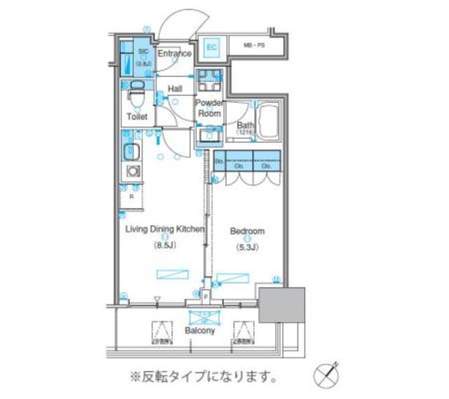 パークアクシス豊洲キャナル(1LDK/14階)の間取り写真
