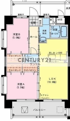ファヴィオ神宮西(2LDK/1階)の間取り写真