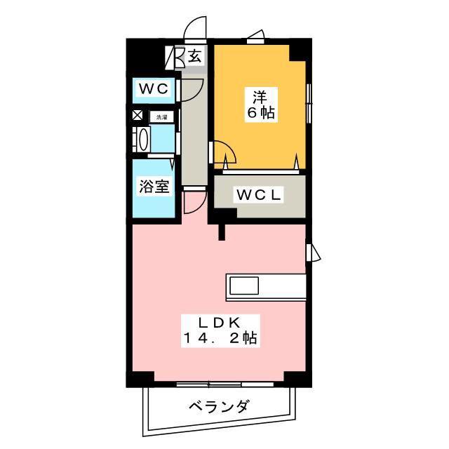 スカイビューエヌティー(1LDK/2階)の間取り写真