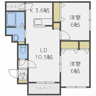 クレストN43B(2LDK/1階)の間取り写真