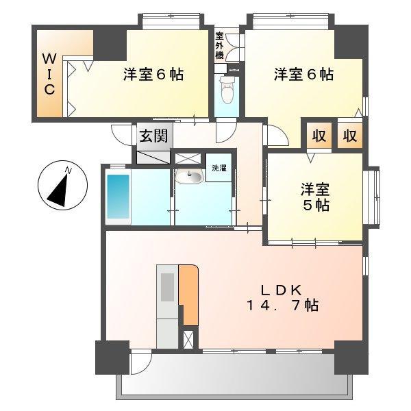 ビバリースクエア老松(3LDK/2階)の間取り写真