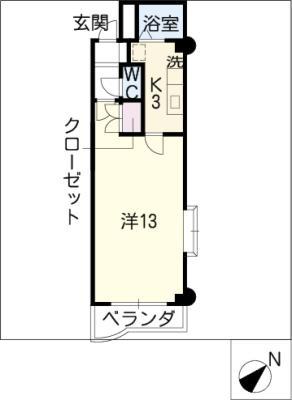 ステューディオ・細野(1K/4階)の間取り写真