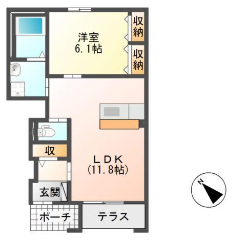 PAPILLON 潤(1LDK/1階)の間取り写真