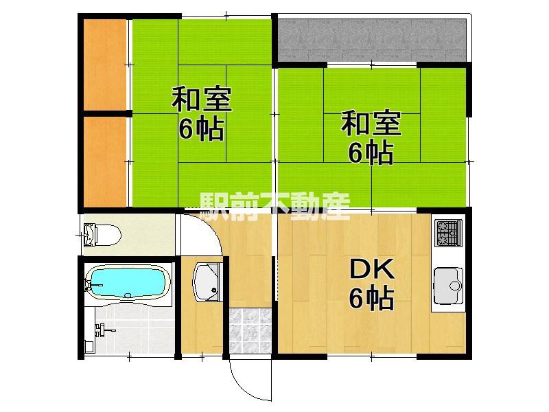 雁ノ巣駅前アパート(2DK/2階)の間取り写真