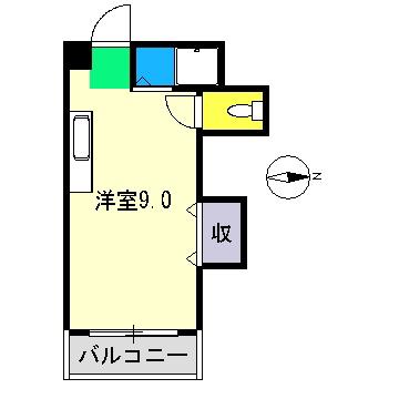 フェリオ澤田(ワンルーム/4階)の間取り写真