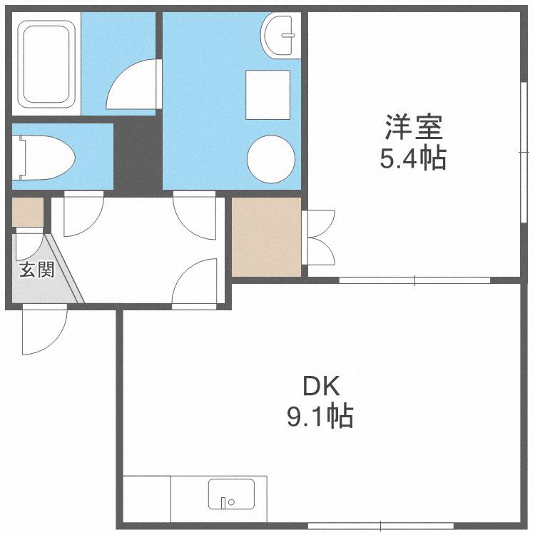 小室マンション(1LDK/3階)の間取り写真