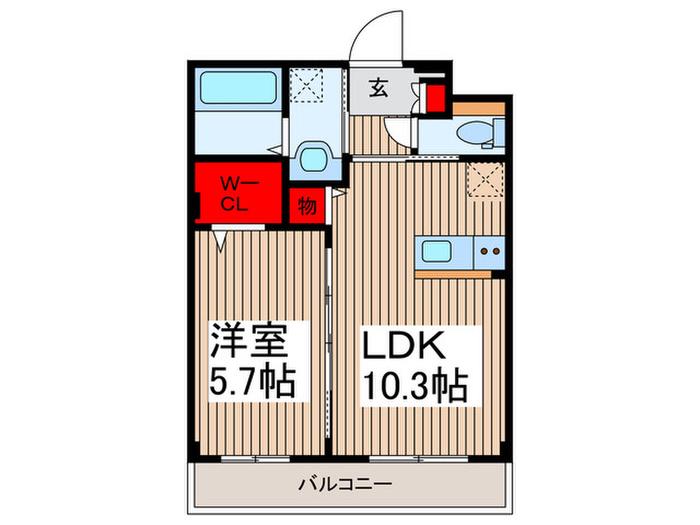  草加市花栗マンション(1LDK/2階)の間取り写真