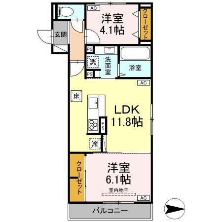 ボヌール T(2LDK/3階)の間取り写真
