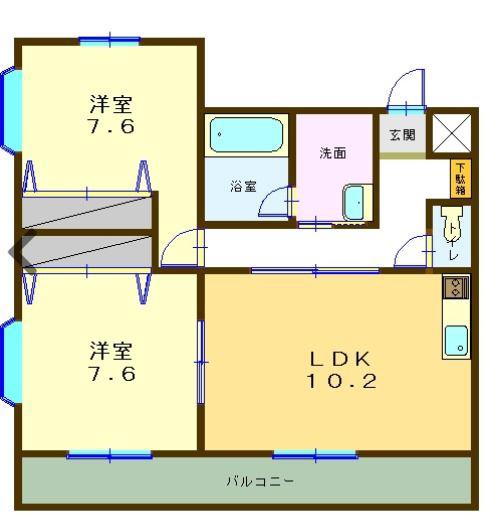 RUNA ROSSA 沼津(2LDK/2階)の間取り写真