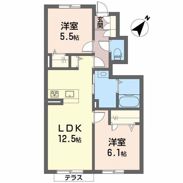 シャーメゾンHADA(2LDK/1階)の間取り写真