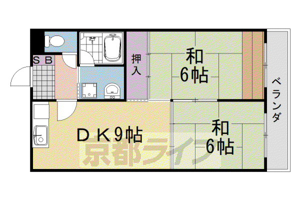 ハイツ三ノ宮(2DK/3階)の間取り写真