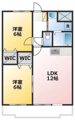 ウエスト・F(2LDK/3階)の間取り写真