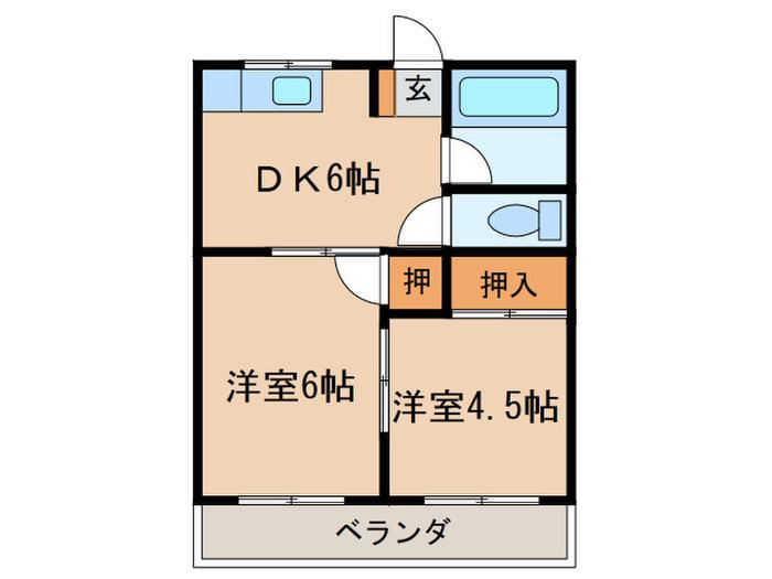 サンシャルム(2DK/2階)の間取り写真