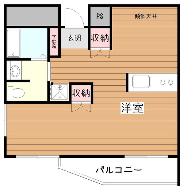 市川マンション(ワンルーム/4階)の間取り写真