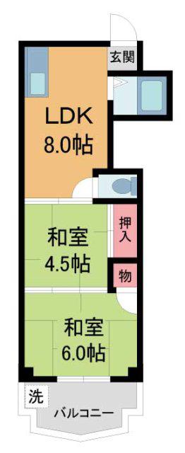 新和コーポ(2LDK/3階)の間取り写真