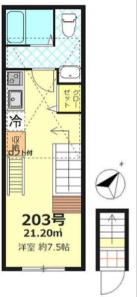 ベルエクラ阿佐ヶ谷(ワンルーム/2階)の間取り写真