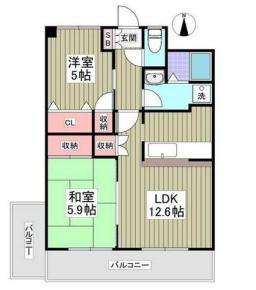 壽ビル(2LDK/4階)の間取り写真